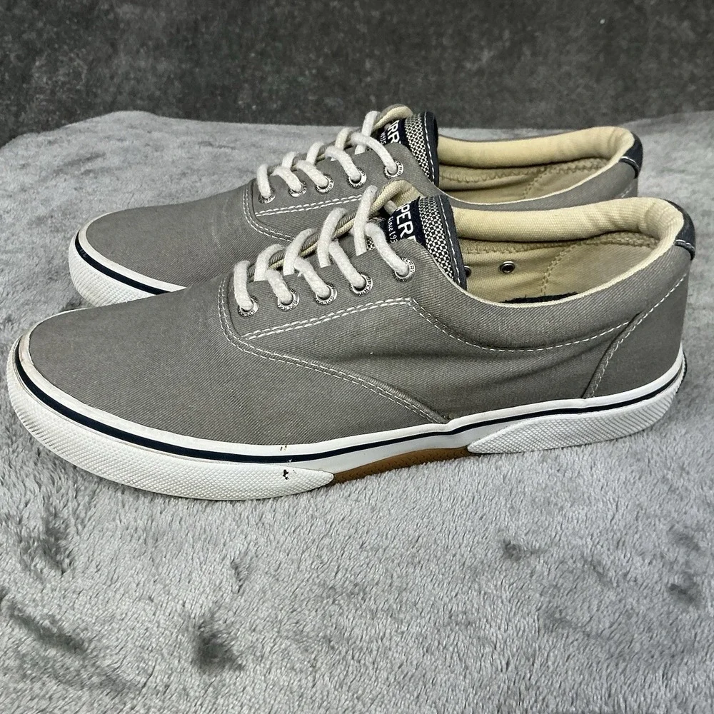 Sperry Top-Sider Halyard Boat Shoes Mens 9M Gray Canvas Memory Foam Nautical